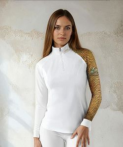 Dámské funkční triko dlouhý rukáv se zipem CROCODILE LADY bílá Bamboo Heavy