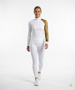 Dámské funkční triko dlouhý rukáv se zipem CROCODILE LADY bílá Bamboo Heavy