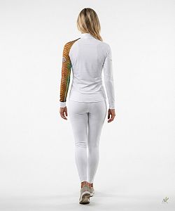 Dámské funkční triko dlouhý rukáv se zipem CROCODILE LADY bílá Bamboo Heavy