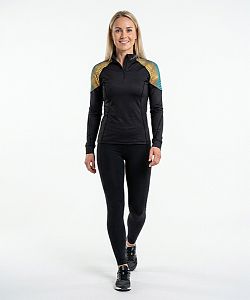 Dámské funkční triko dlouhý rukáv se zipem CROCODILE LADY černá Bamboo Light New