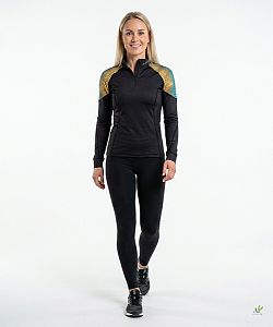 Dámské funkční triko dlouhý rukáv se zipem CROCODILE LADY černá Bamboo Light New