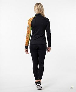 Dámské funkční triko dlouhý rukáv se zipem CROCODILE LADY černá Bamboo Thermo