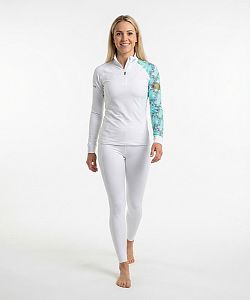 Dámské funkční triko dlouhý rukáv se zipem DRAGONFLY bílá Bamboo Heavy