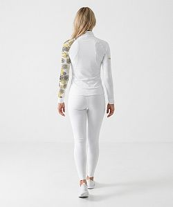 Dámské funkční triko dlouhý rukáv se zipem GOLDEN EYE bílá Bamboo Heavy