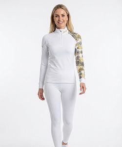 Dámské funkční triko dlouhý rukáv se zipem GOLDEN EYE bílá Bamboo Thermo