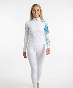 Dámské funkční triko dlouhý rukáv se zipem HEART bílá Bamboo Thermo