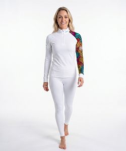 Dámské funkční triko dlouhý rukáv se zipem MANDALA bílá Bamboo Thermo