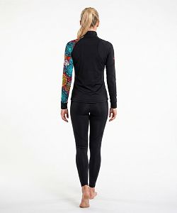 Dámské funkční triko dlouhý rukáv se zipem MANDALA černá Bamboo Thermo