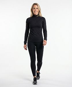 Dámské funkční triko dlouhý rukáv se zipem METALLIC černá Bamboo Heavy