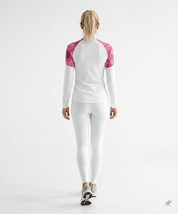 Dámské funkční triko dlouhý rukáv se zipem PINK MANDALA bílá Bamboo Light New