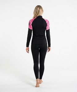 Dámské funkční triko dlouhý rukáv se zipem PINK MANDALA černá Bamboo Light New