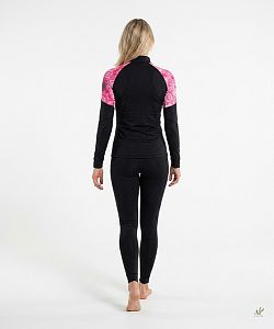 Dámské funkční triko dlouhý rukáv se zipem PINK MANDALA černá Bamboo Light New
