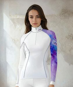 Dámské funkční triko dlouhý rukáv se zipem PURPLE bílá Bamboo Heavy