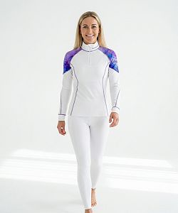 Dámské funkční triko dlouhý rukáv se zipem PURPLE bílá Bamboo Light New