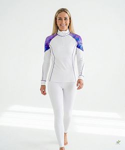 Dámské funkční triko dlouhý rukáv se zipem PURPLE bílá Bamboo Light New