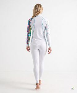 Dámské funkční triko dlouhý rukáv se zipem RAINBOW bílá Bamboo Thermo
