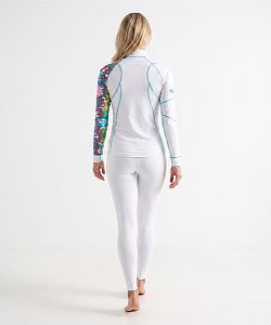 Dámské funkční triko dlouhý rukáv se zipem RAINBOW bílá Bamboo Thermo