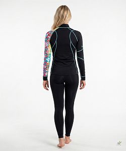 Dámské funkční triko dlouhý rukáv se zipem RAINBOW černá Bamboo Thermo