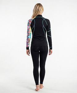 Dámské funkční triko dlouhý rukáv se zipem RAINBOW černá Bamboo Thermo