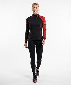 Dámské funkční triko dlouhý rukáv se zipem RED VELVET černá Bamboo Thermo