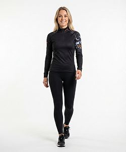 Dámské funkční triko dlouhý rukáv se zipem RIDER LADY černá Bamboo Heavy