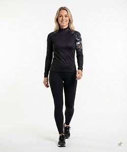 Dámské funkční triko dlouhý rukáv se zipem RIDER LADY černá Bamboo Thermo
