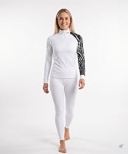 Dámské funkční triko dlouhý rukáv se zipem ZEBRA bílá Bamboo Thermo