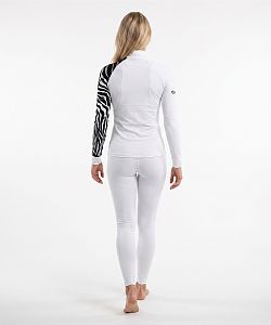 Dámské funkční triko dlouhý rukáv se zipem ZEBRA bílá Bamboo Thermo