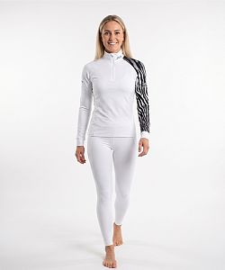 Dámské funkční triko dlouhý rukáv se zipem ZEBRA bílá Bamboo Thermo