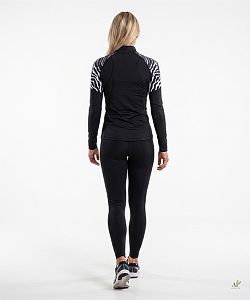 Dámské funkční triko dlouhý rukáv se zipem ZEBRA černá Bamboo Light New