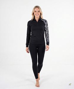 Dámské funkční triko dlouhý rukáv se zipem ZEBRA černá Bamboo Thermo