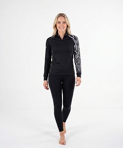 Dámské funkční triko dlouhý rukáv se zipem ZEBRA černá Bamboo Thermo