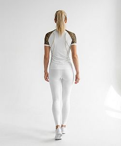 Dámské funkční triko krátký rukáv LEO bílá/hnědá Bamboo Light New