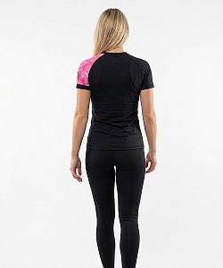 Dámské funkční triko krátký rukáv PINK MANDALA černá Bamboo Ultra