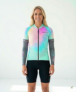Dámský cyklistický dres Aquarelle Rainbow s návleky na ruce