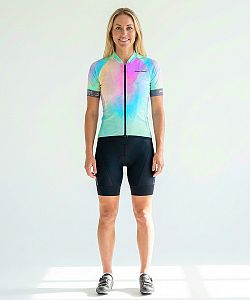 Dámský cyklistický dres Aquarelle Rainbow s návleky na ruce
