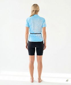 Dámský cyklistický dres FLOWERS BABY BLUE s návleky na ruce