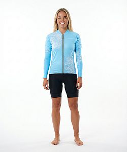 Dámský cyklistický dres FLOWERS BABY BLUE s návleky na ruce