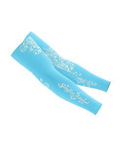 Dámský cyklistický dres FLOWERS BABY BLUE s návleky na ruce