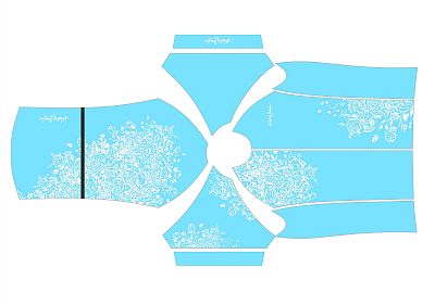 Dámský cyklistický dres FLOWERS BABY BLUE s návleky na ruce