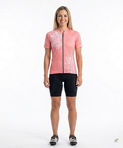 Dámský cyklistický dres FLOWERS CORAL s návleky na ruce