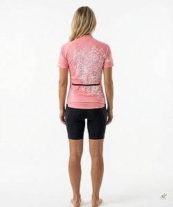 Dámský cyklistický dres FLOWERS CORAL s návleky na ruce