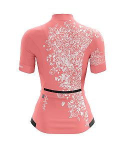 Dámský cyklistický dres FLOWERS CORAL s návleky na ruce