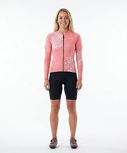 Dámský cyklistický dres FLOWERS CORAL s návleky na ruce