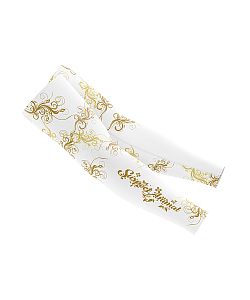 Dámský cyklistický dres Flowers Gold bílá s návleky na ruce
