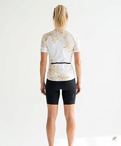 Dámský cyklistický dres FLOWERS GOLD s návleky na ruce