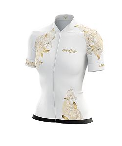 Dámský cyklistický dres FLOWERS GOLD s návleky na ruce