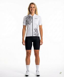 Dámský cyklistický dres Flowers Grey s návleky na ruce
