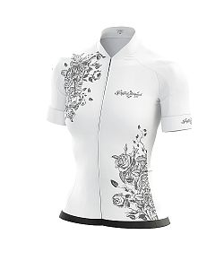 Dámský cyklistický dres Flowers Grey s návleky na ruce