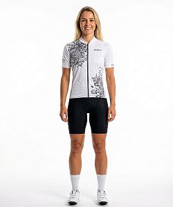 Dámský cyklistický dres Flowers Grey s návleky na ruce